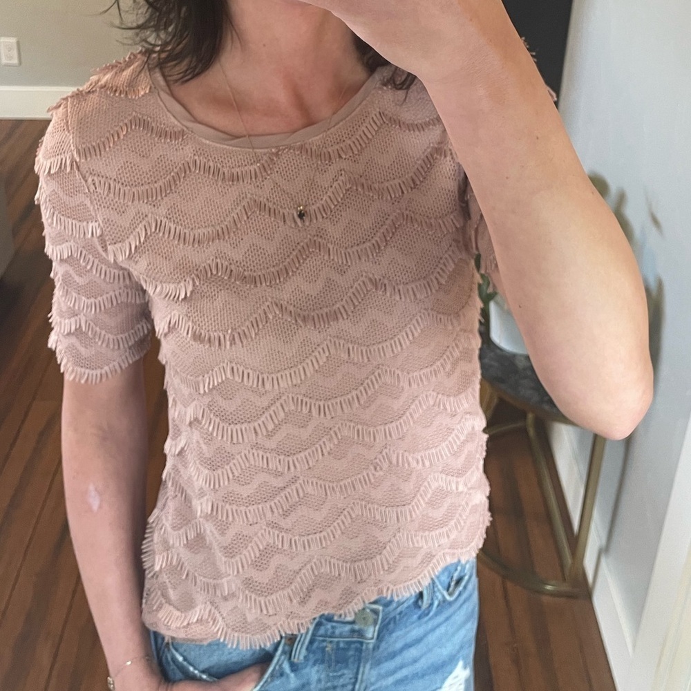 Elegant Pink Textured Women's Top Sz XS